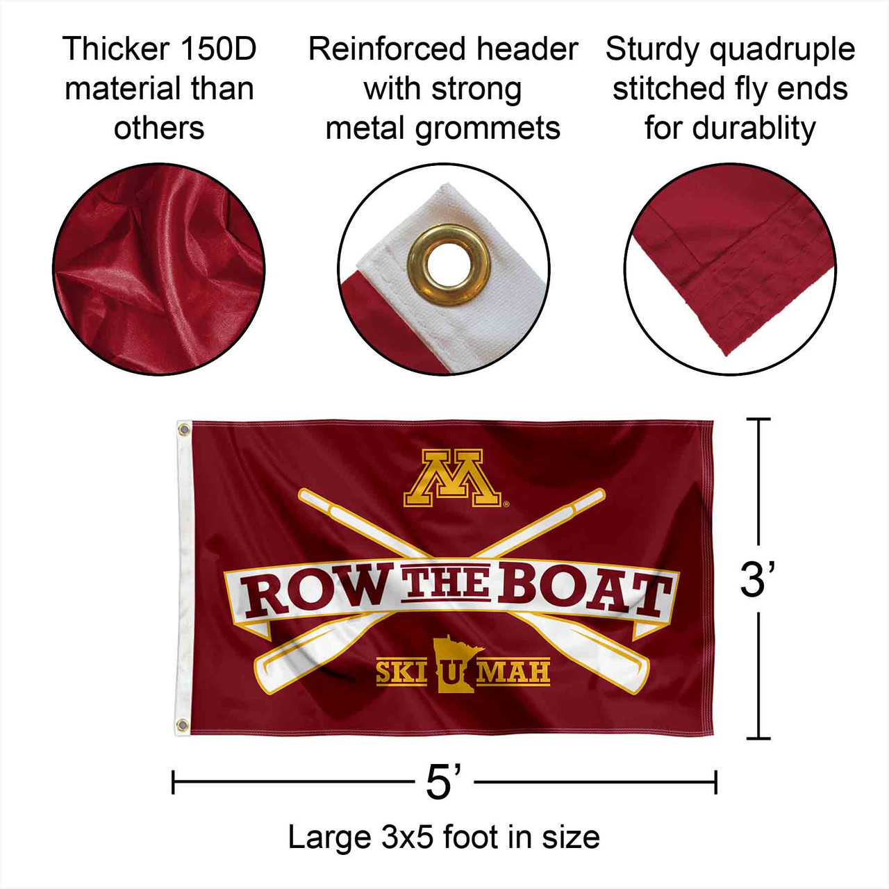 Minnesota Gophers Row The Boat Ski U Mah Flag - State Street Products