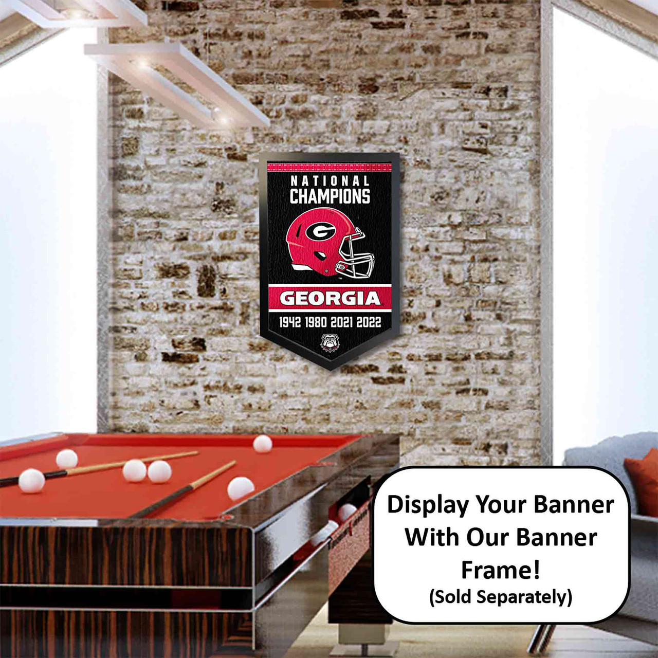 Georgia Bulldogs 4 Time Football National Champions Banner - State