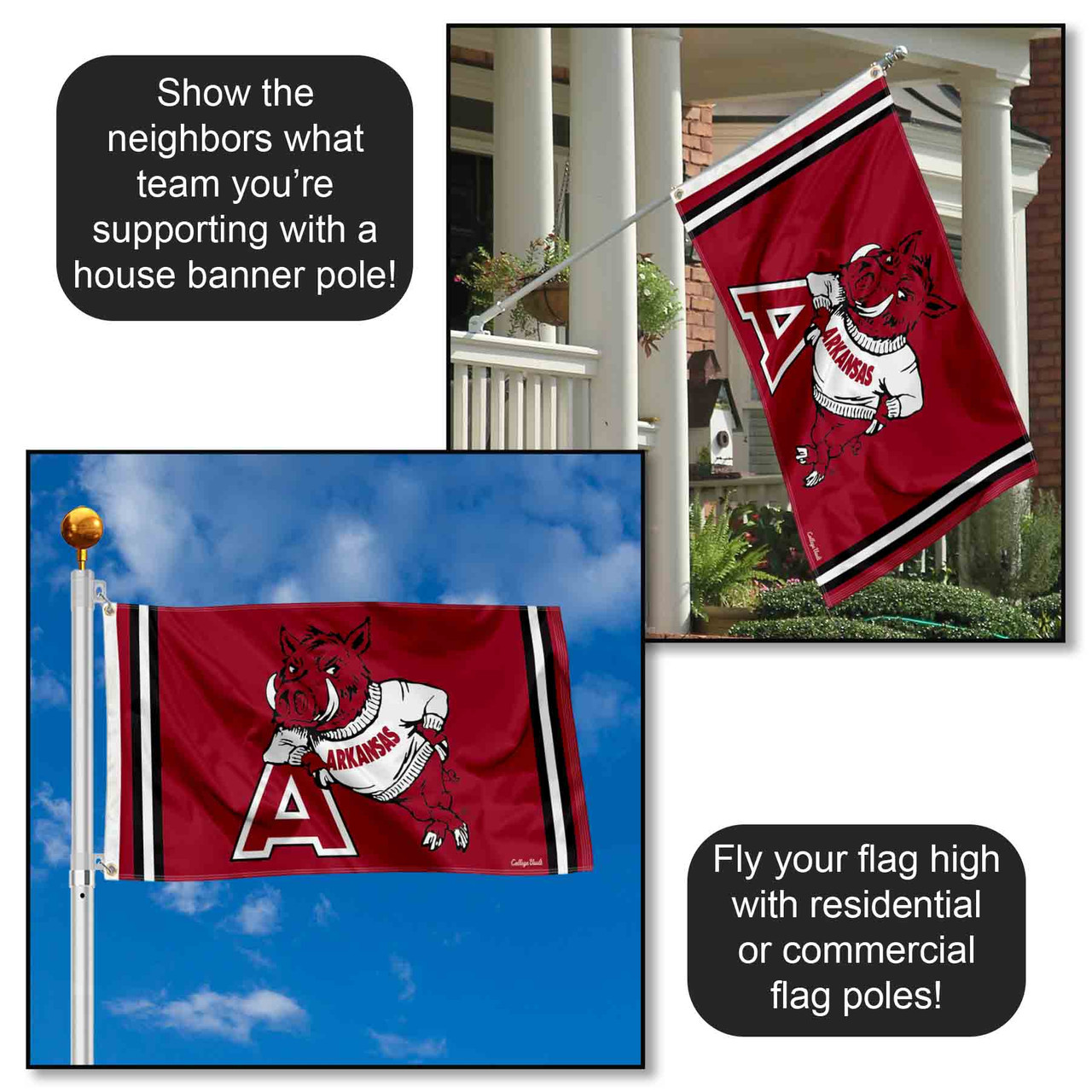 Arkansas Razorbacks Throwback Vault Logo Flag - State Street Products