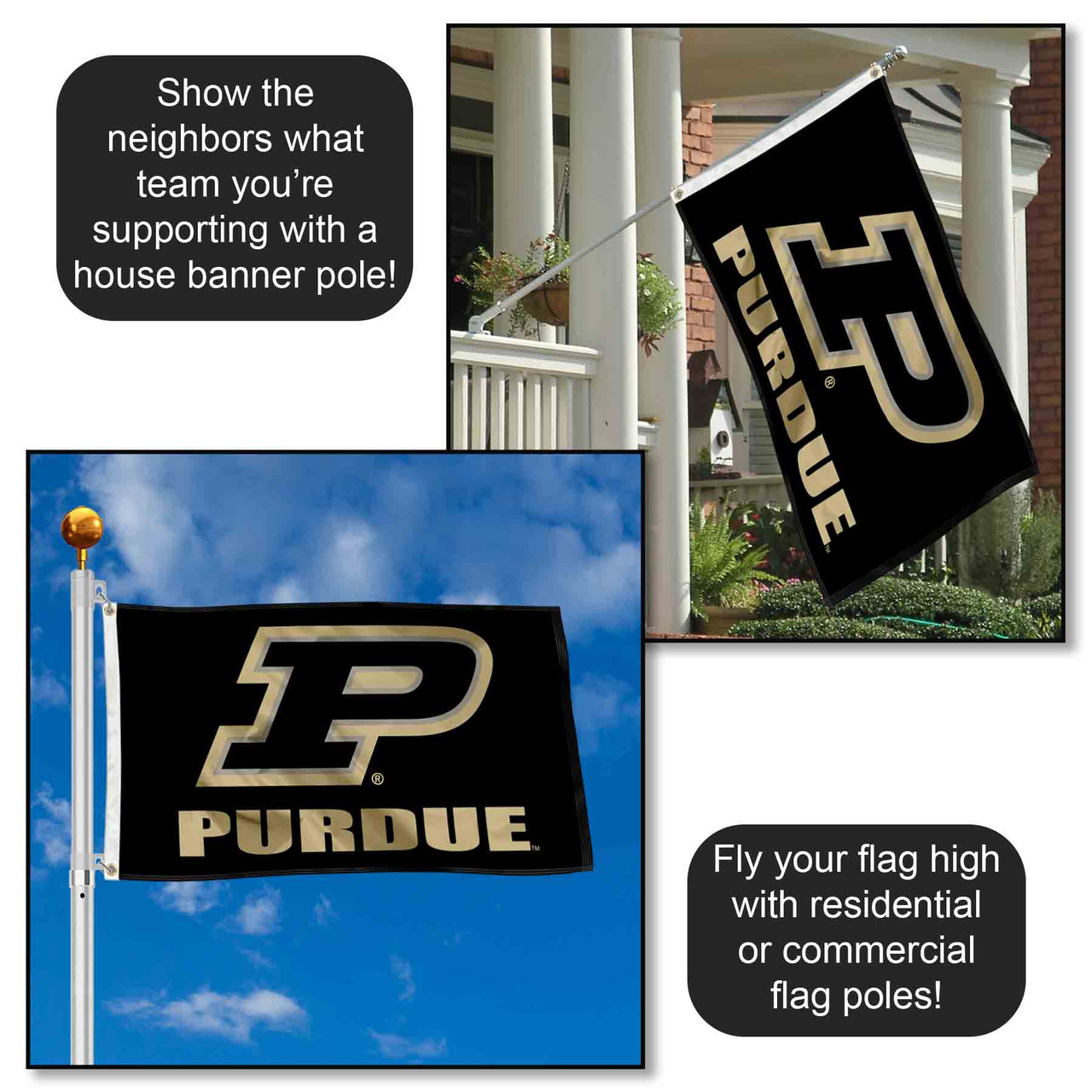 Purdue Slanted P Flag - State Street Products