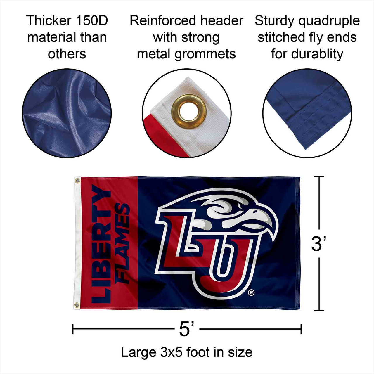 Liberty University Gartenflagge – 100% Polyester, Doppelseitig Bedruckt, Design C