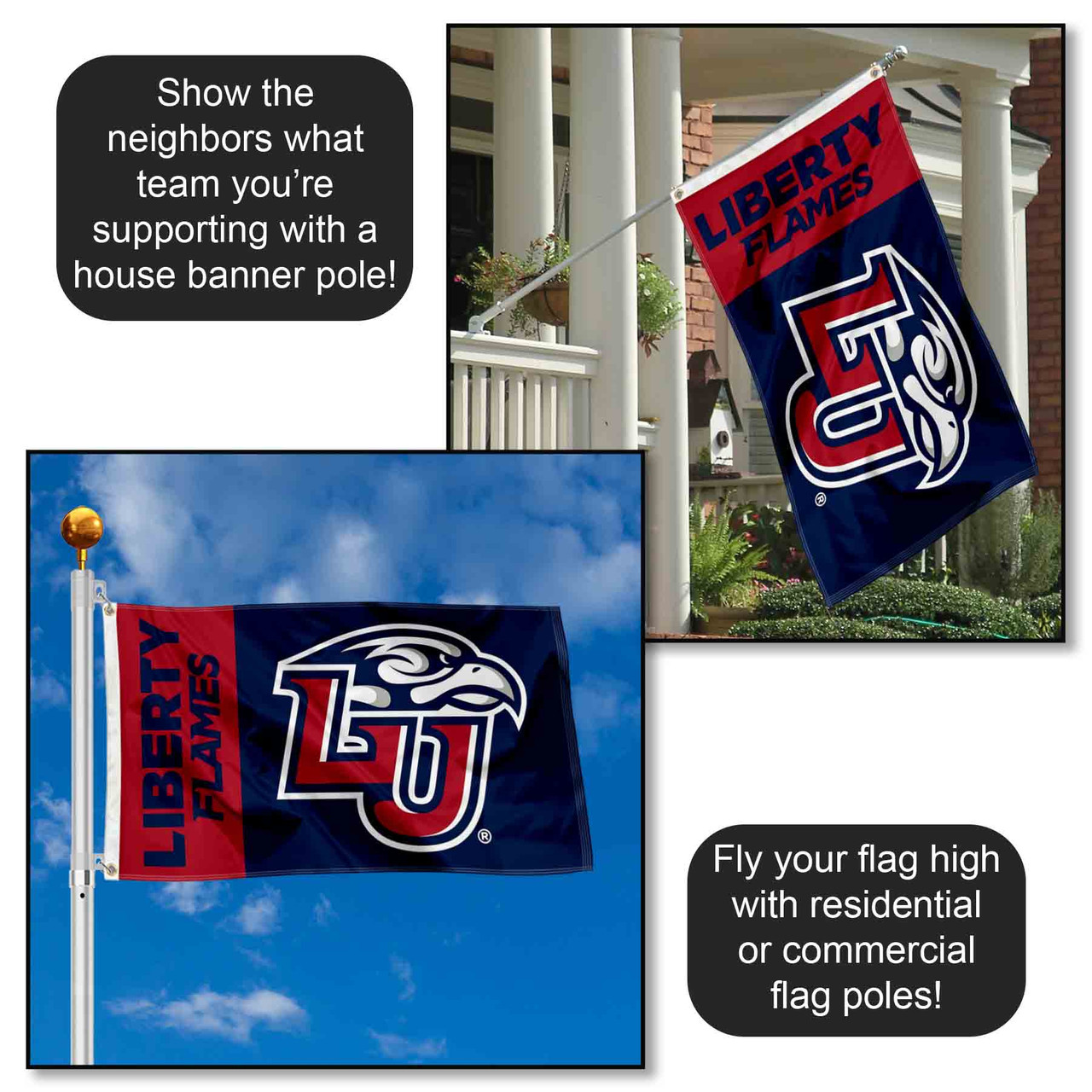 Liberty University Gartenflagge – 100% Polyester, Doppelseitig Bedruckt, Design C