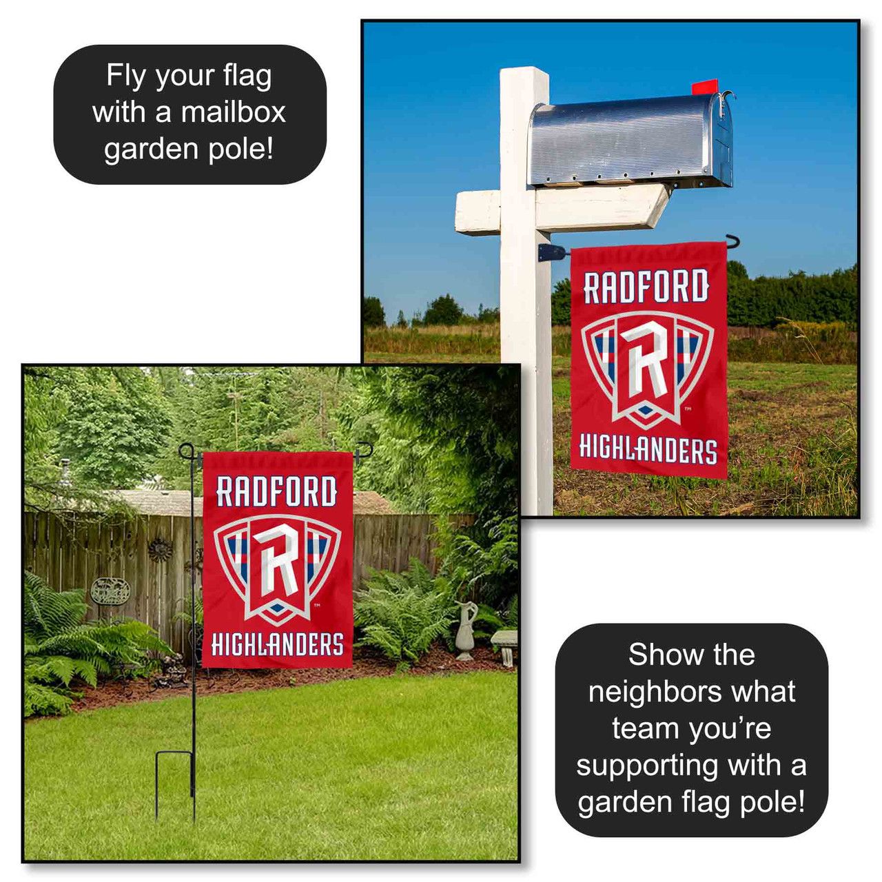 Radford University Gartenflagge - Highlanders Design A, 100% Polyester, Doppelseitig - Offizielles Lizenzprodukt