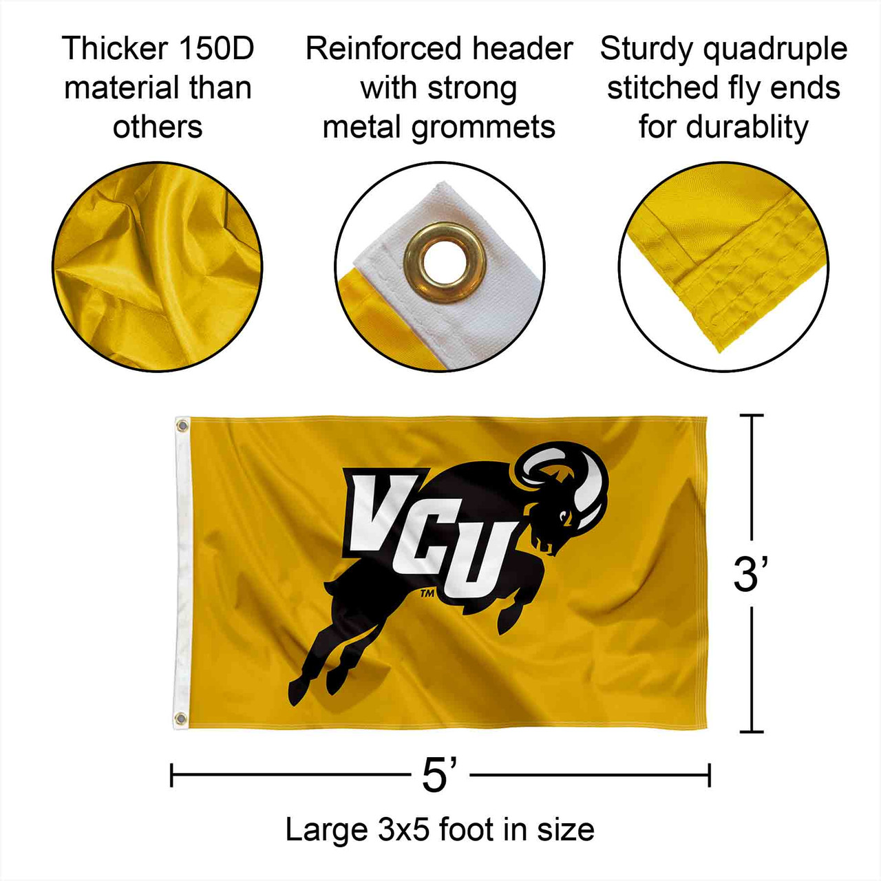 VCU Rams Jumping Ram Flag - State Street Products