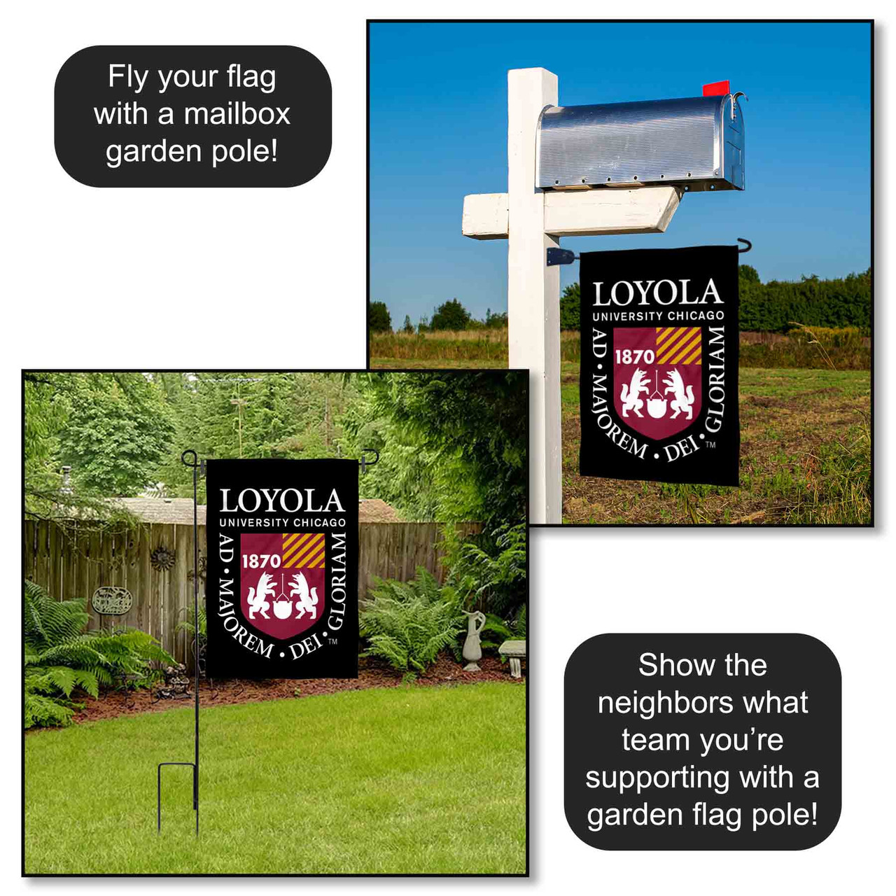 Loyola University Chicago Academic Logo Garden Flag - State Street Products