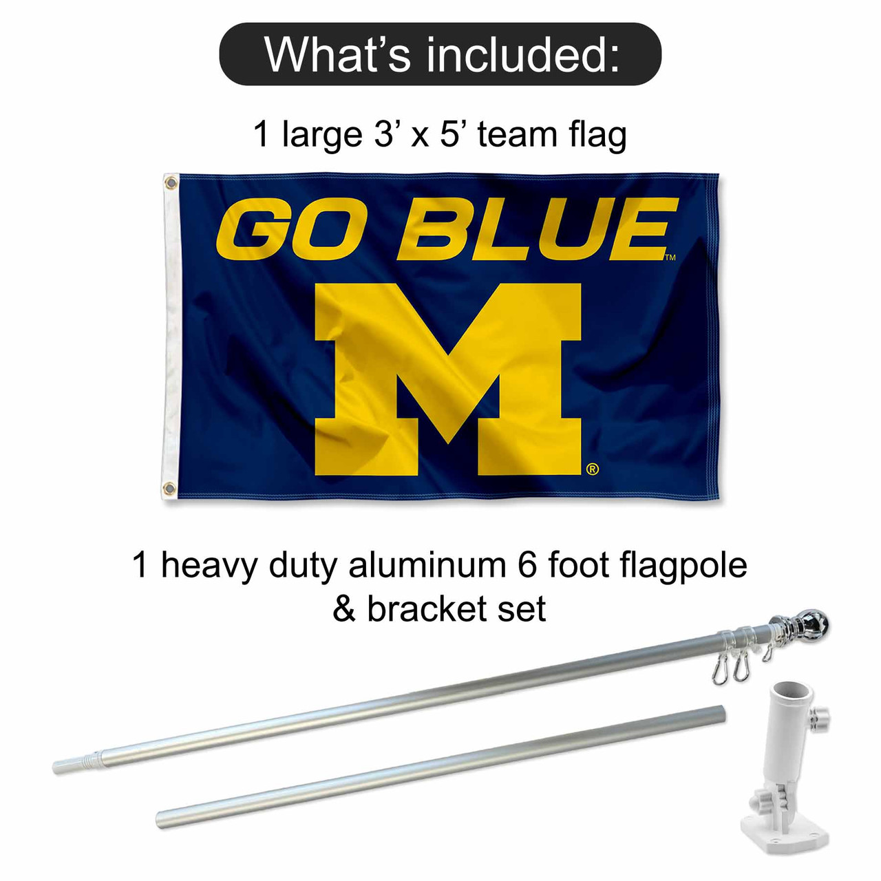 Michigan Wolverines Garden Flag Set - 13"x18" Double Sided Flag With 36.5" Steel Pole Stand, Officially Licensed