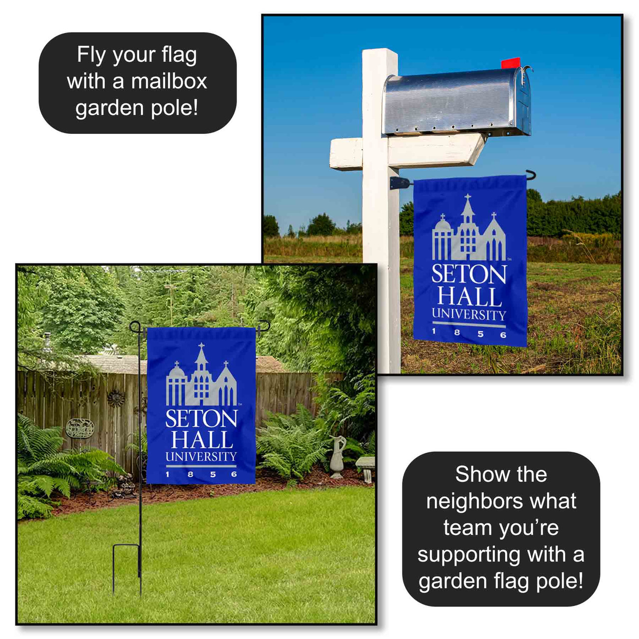 College Flags & Banners Co. Seton Hall University Pirates Garden Flag - 13x18 Inch Double Sided NCAA Flag