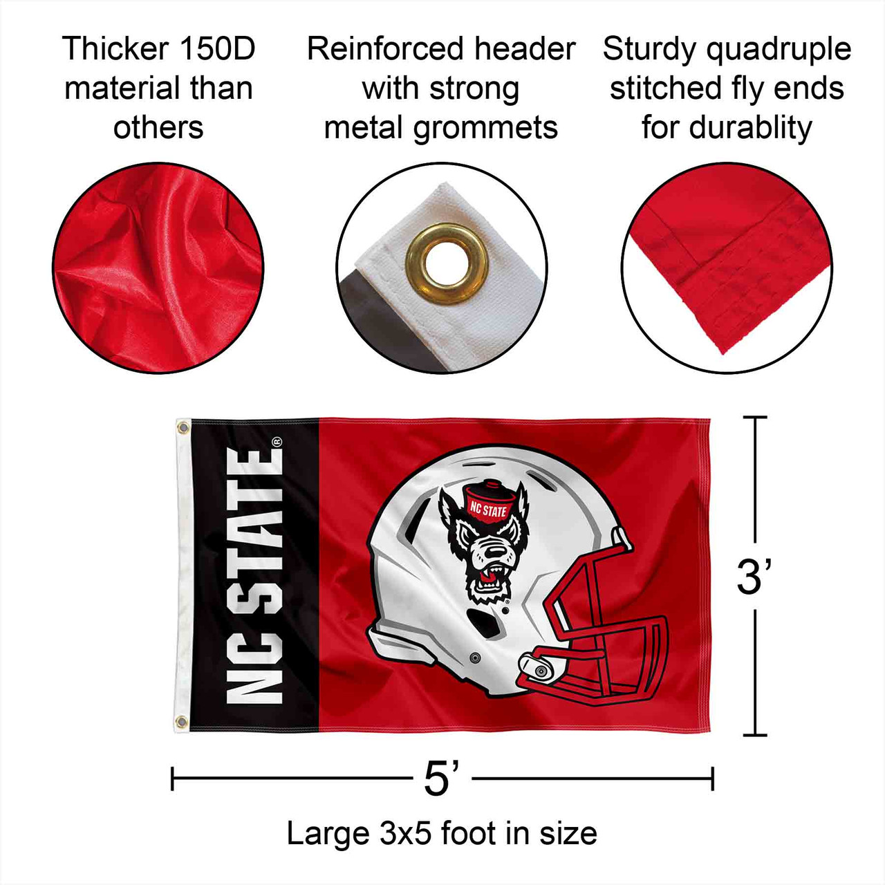 North Carolina State Wolfpack Flag – 3x5 Feet, Single-Sided, Durable Outdoor & Indoor Flag