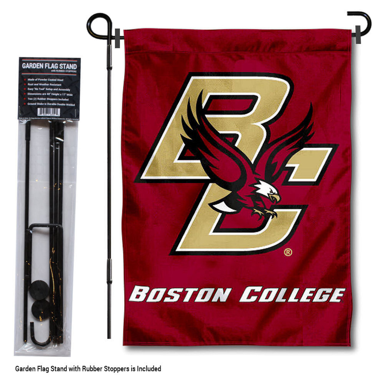 Boston Red Sox Logo Garden Flag and Stand - State Street Products