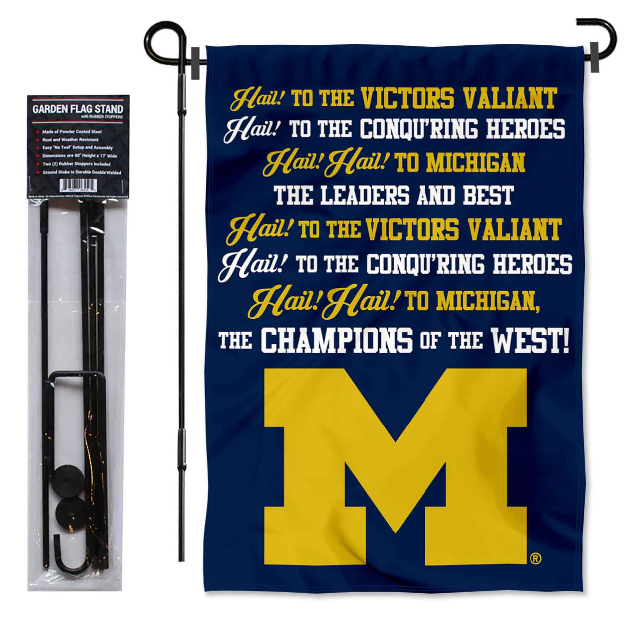 Michigan Wolverines Garden Flag and Pole Stand State Street Products