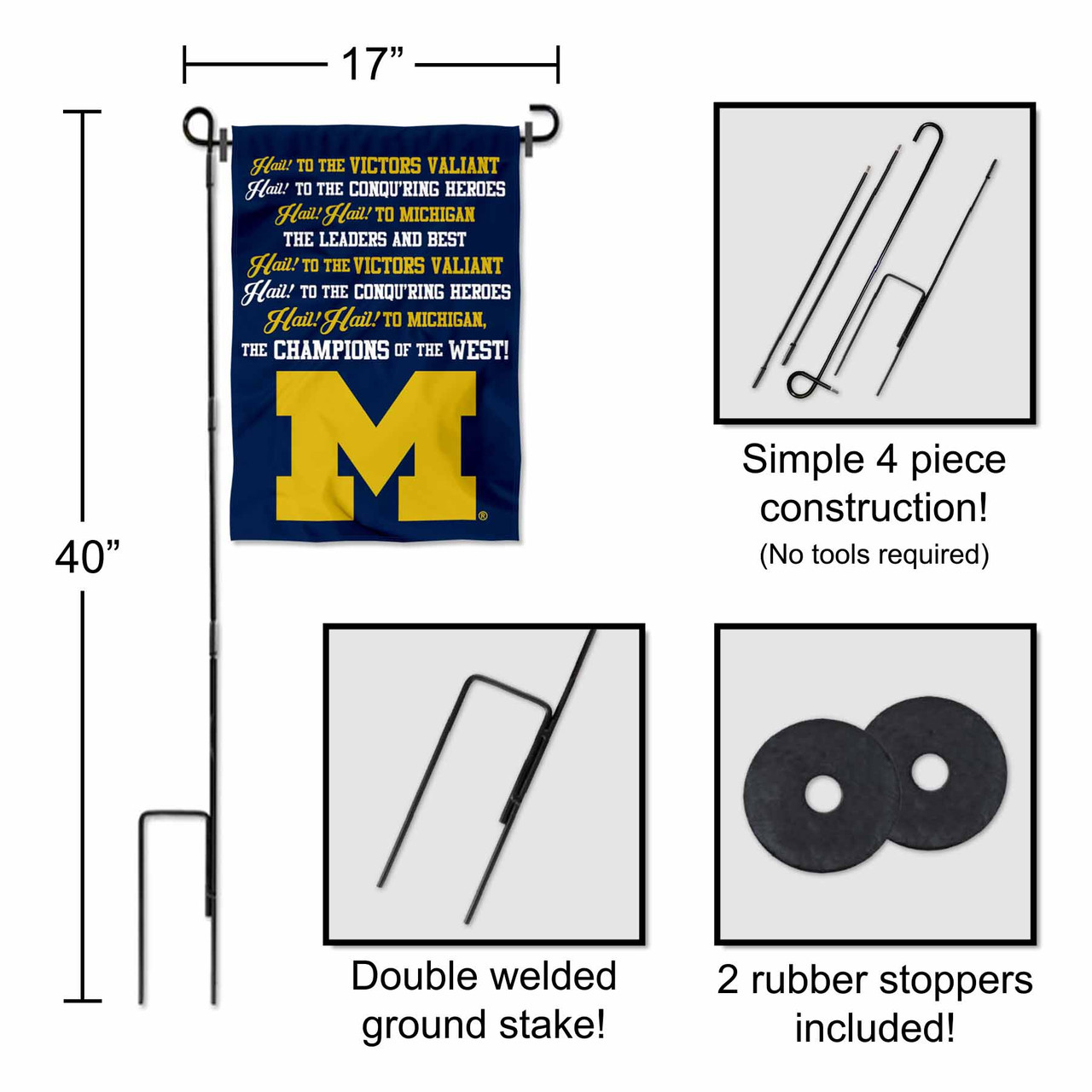 Michigan Wolverines Garden Flag and Pole Stand State Street Products