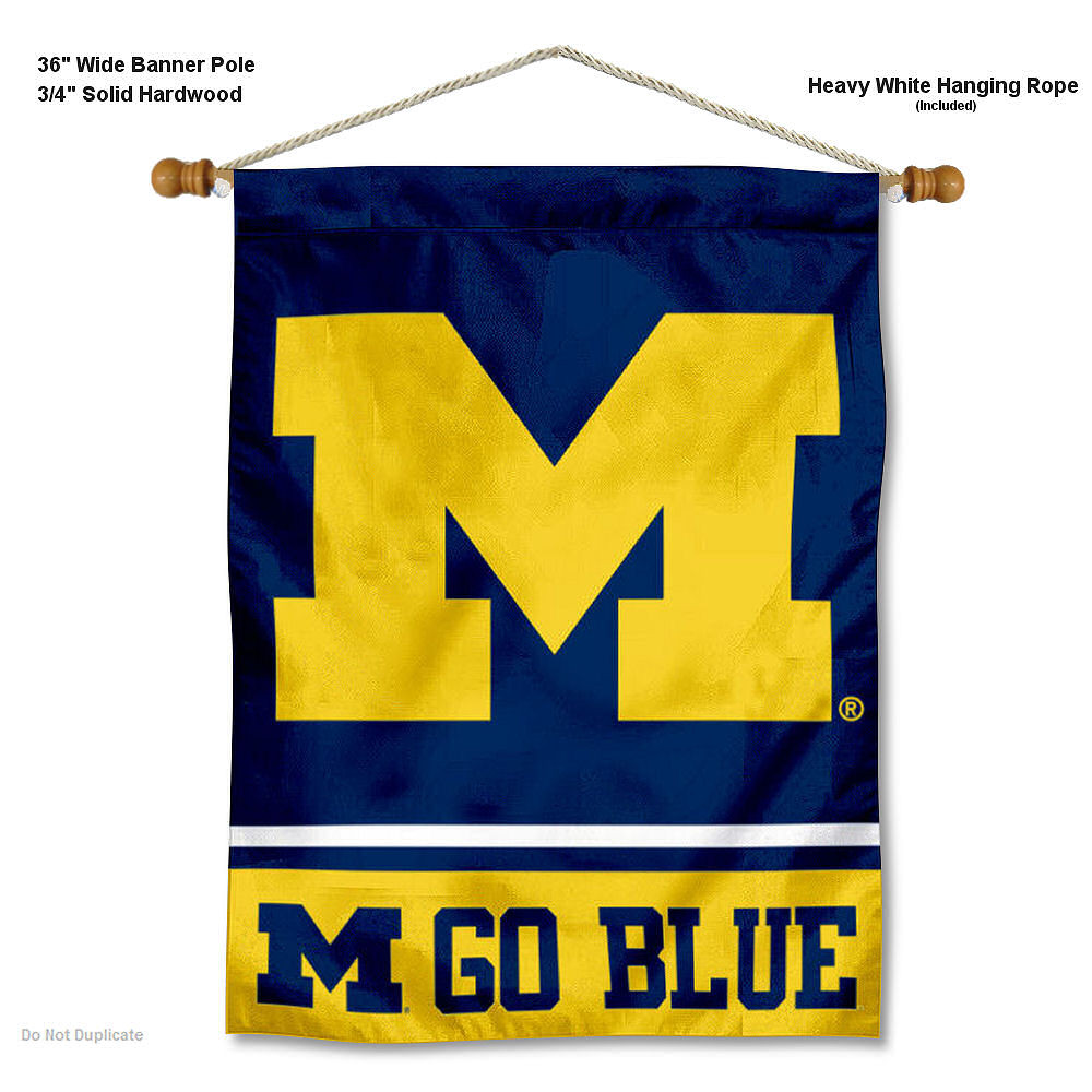 Bandiera Michigan Wolverines Bandiera Da Giardino Michigan Wolverines - 13x18 Pollici, In Poliestere, Per Tifosi NCAA E Decorazione Esterna Bandiera Blu - Foto 5