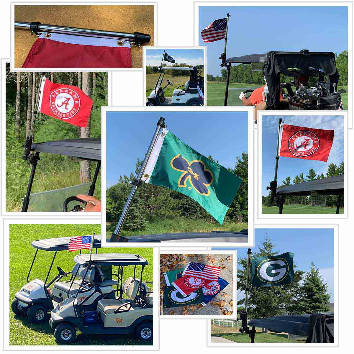 Oklahoma Sooners Golf Cart Flag Pole and Holder Mount State Street