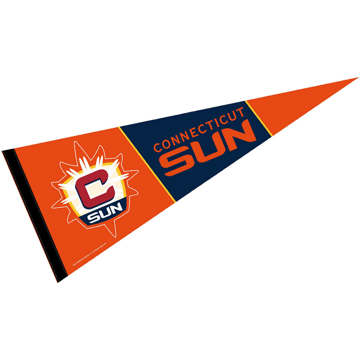 WinCraft Connecticut Sun Pennant Banner – 30,5x76,2 Cm, Aus Weichem Filzwolle-Mischgewebe, Einseitig Bedruckt, Offiziell Lizenziert