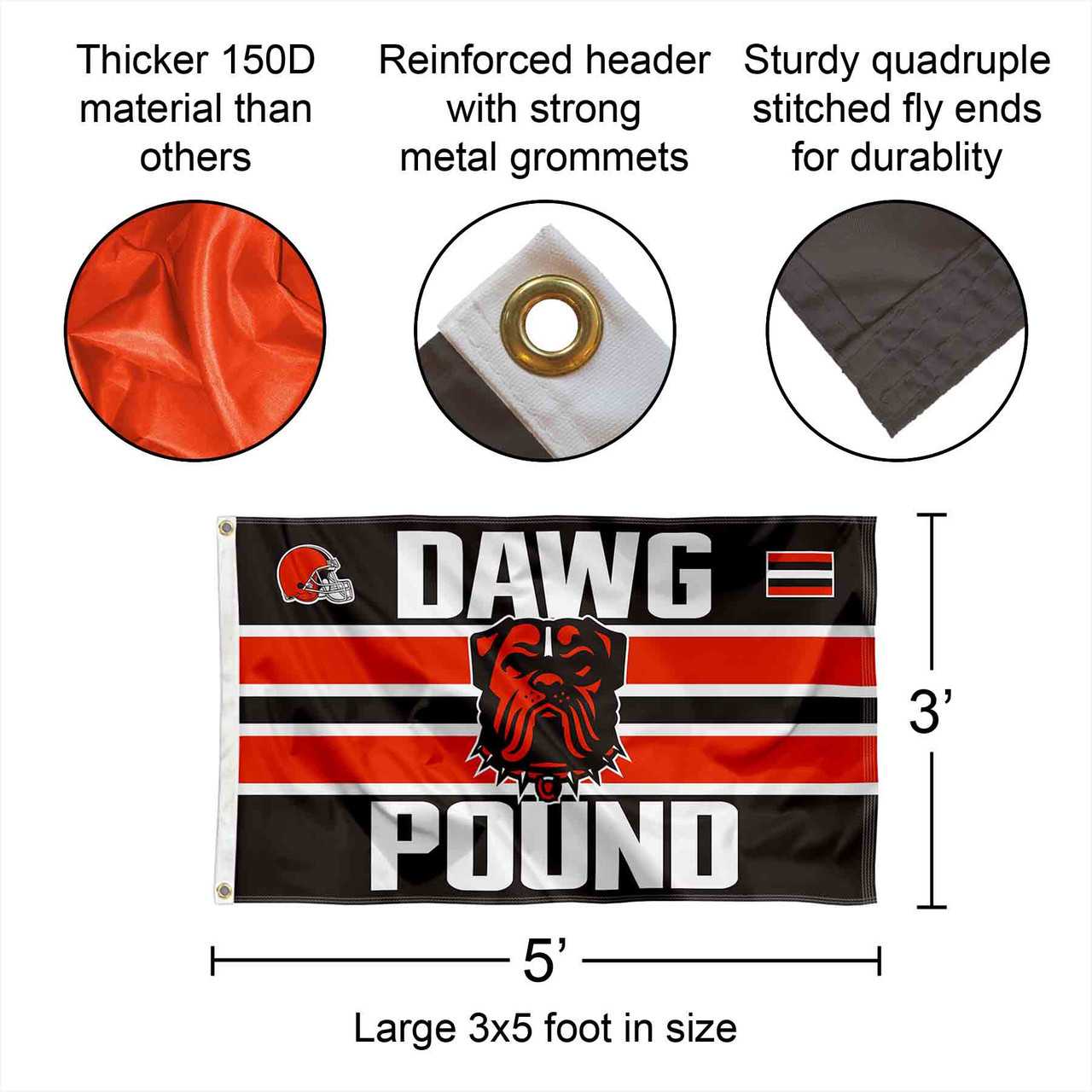 Cleveland Browns Dawg Pound 3x5 Banner Flag - State Street Products