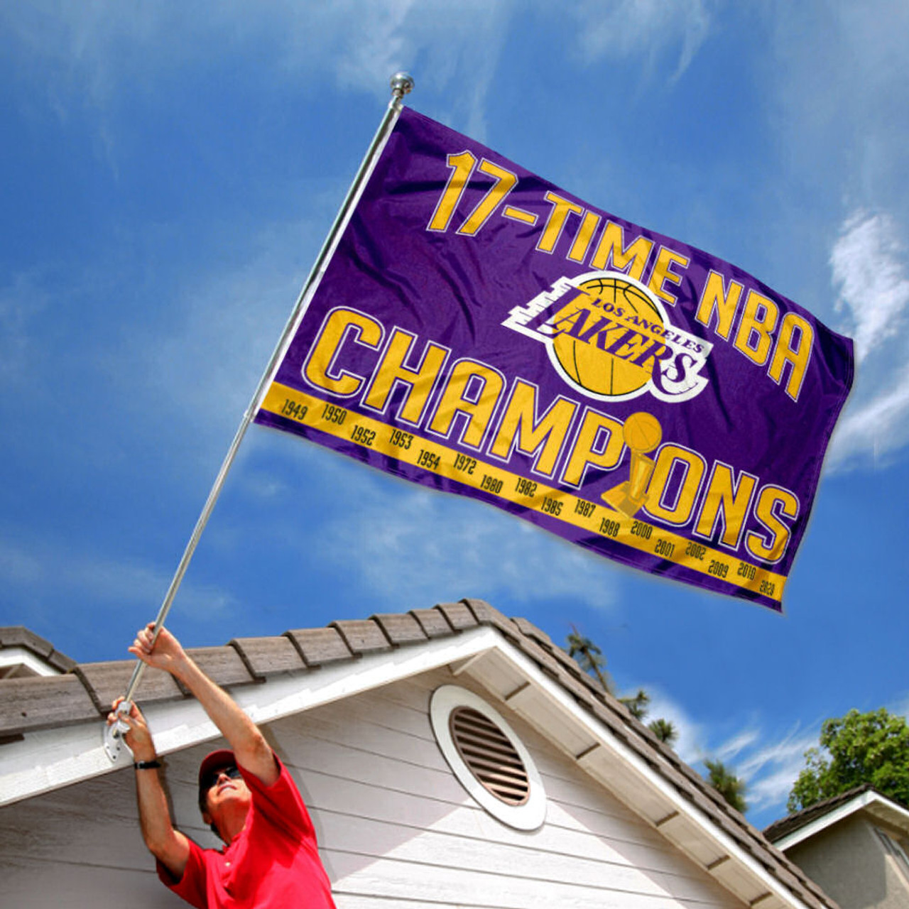  Los Angeles Lakers 17 Time Champions Pennant Flag