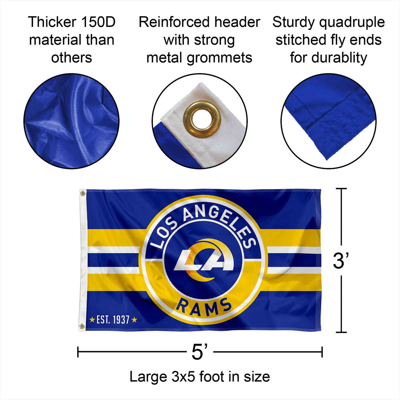 Los Angeles Rams Patch Button Circle Logo Banner Flag - State Street ...