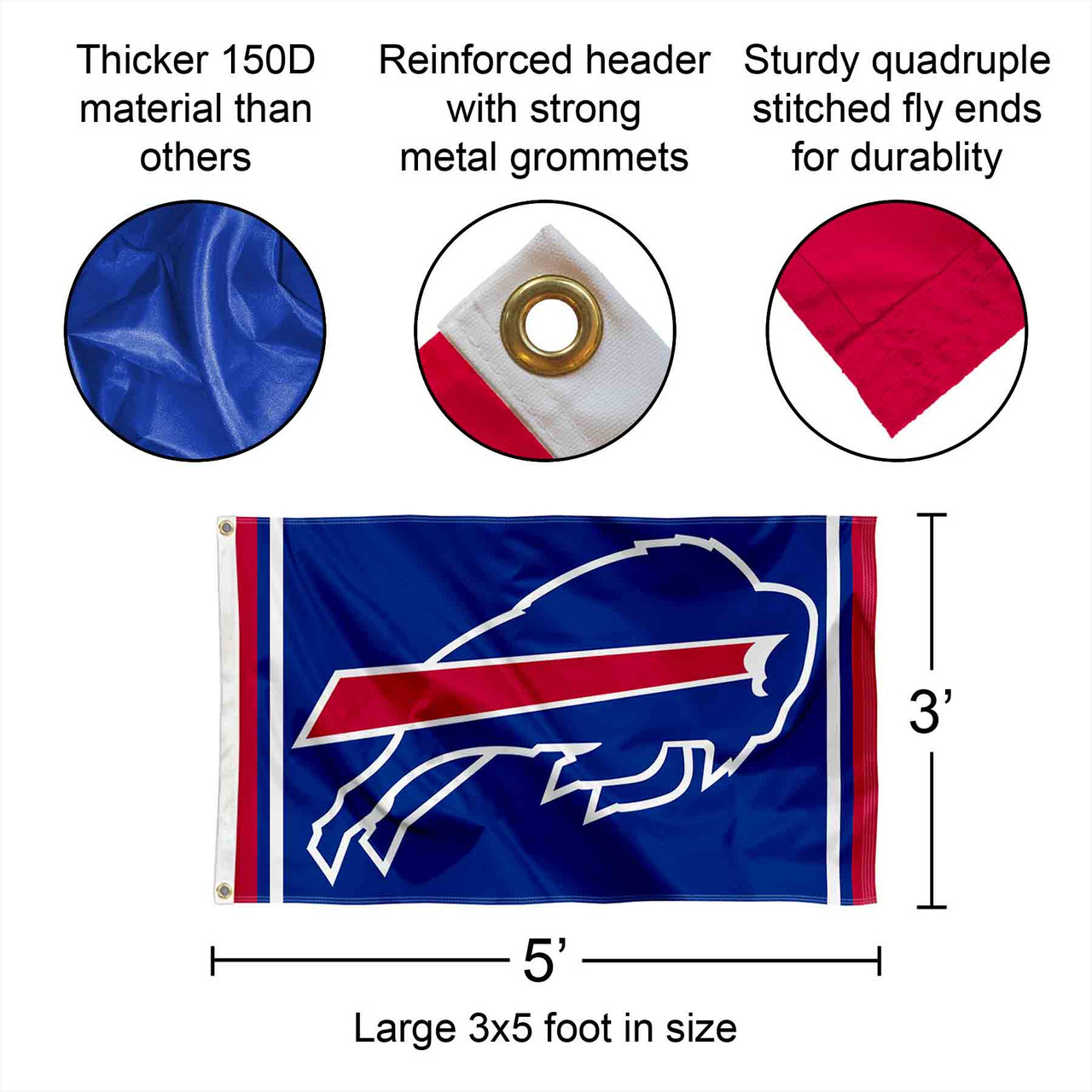 Bandiera E Striscione Buffalo Bills Con Ventosa – 30,5x45,7 Cm, Doppia Faccia, Per Finestra, Parete E Auto, Ufficiale NFL