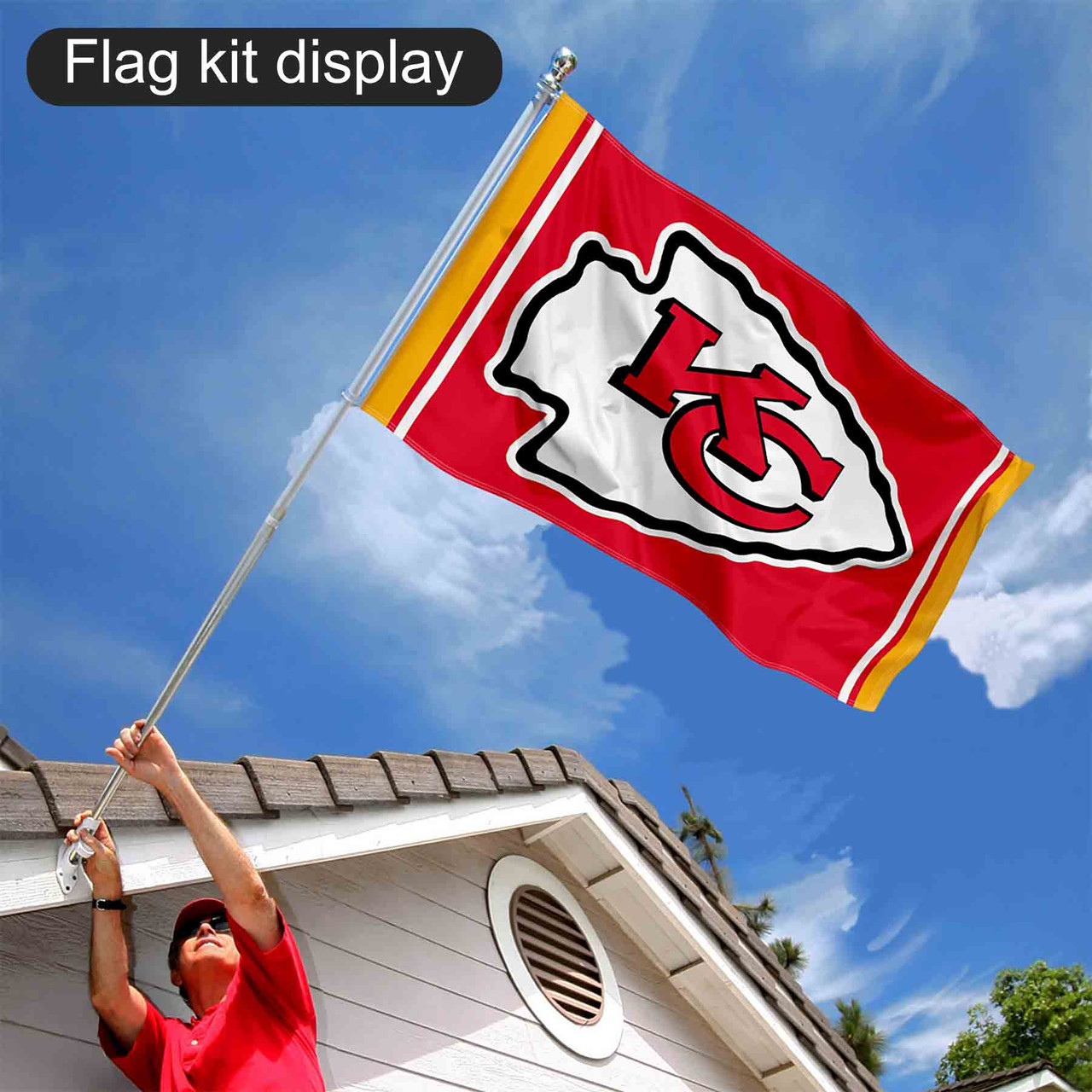 Kansas City Chiefs Garden Flag Set - 13x18 Inch Double Sided Flag With Stand - View #3