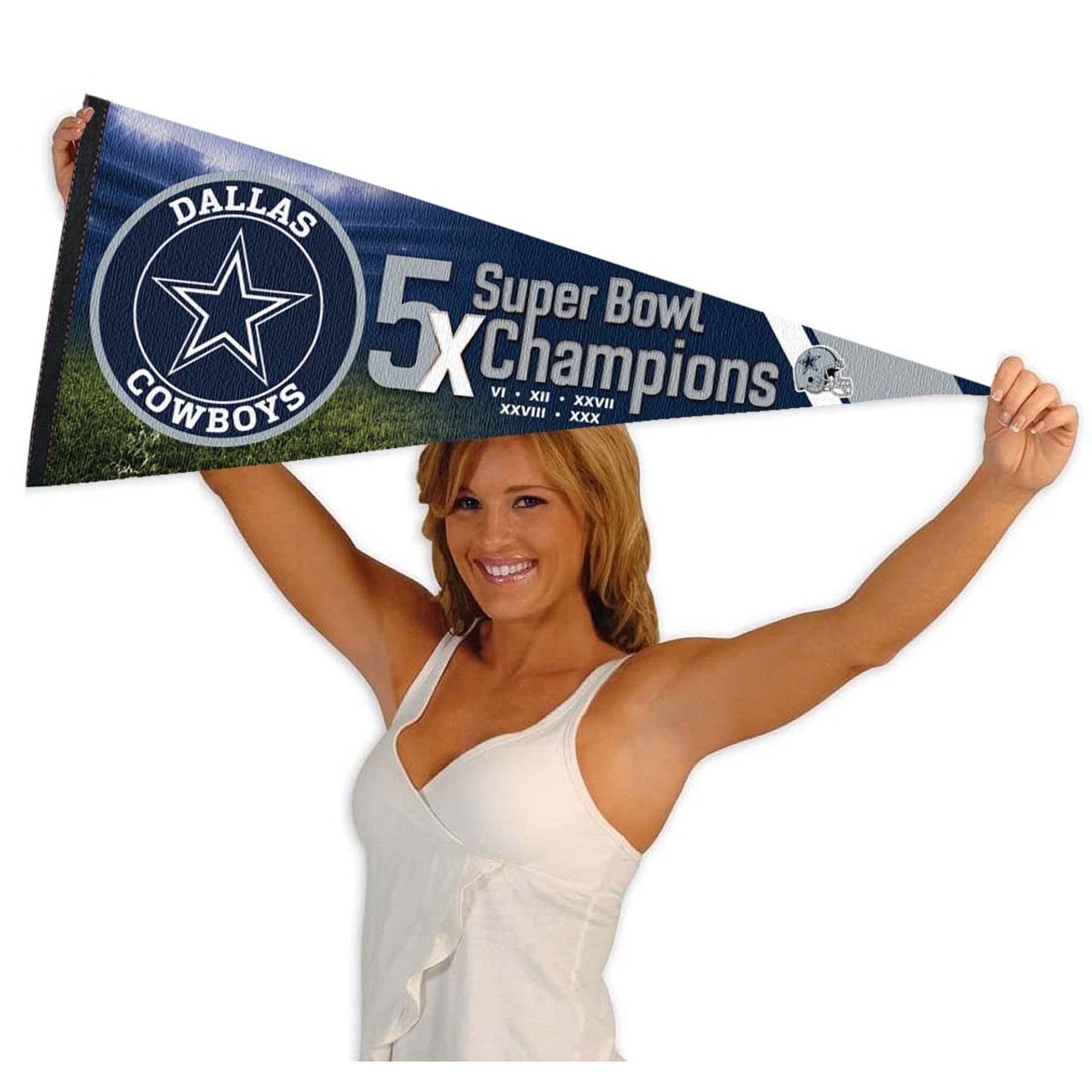 Dallas Cowboys 5 Time Super Bowl Champions Pennant Flag - State