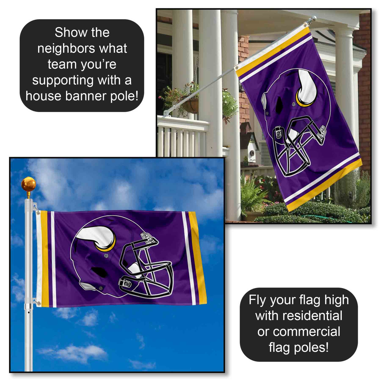 Minnesota Vikings New Helmet Flag State Street Products
