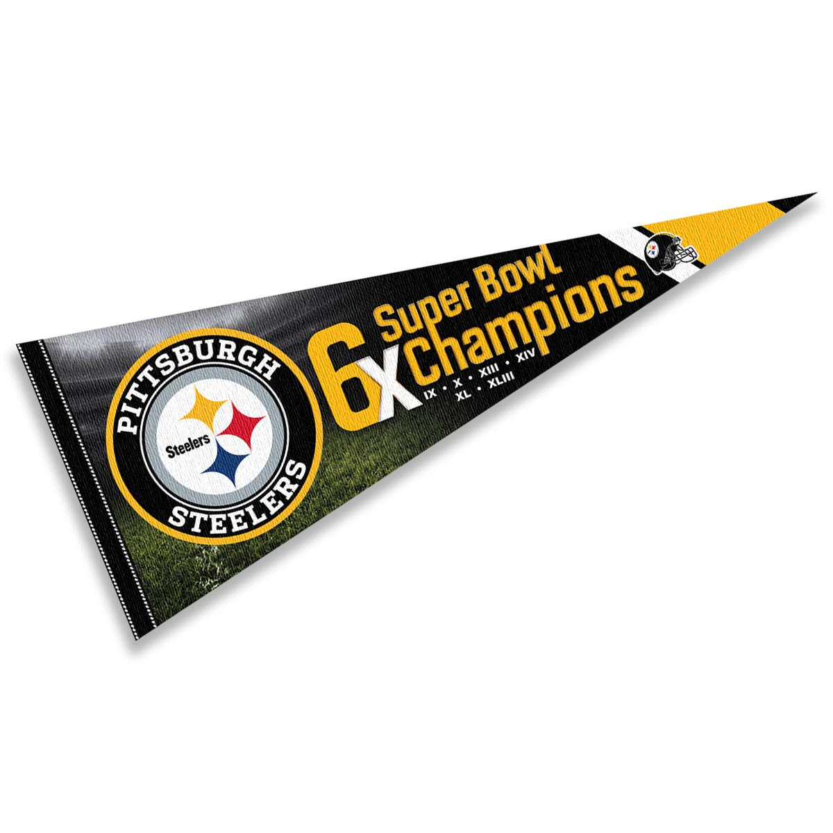 Pittsburgh Steelers 6 Time Super Bowl Champions Pennant Flag