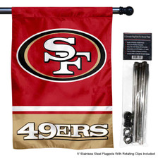 San Francisco 49ers Banner Flag and 5 Foot Flag Pole for House