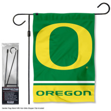 Oregon Ducks Logo Garden Flag and Pole Stand