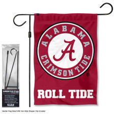 Alabama Crimson Tide Circle Logo Garden Flag and Pole Stand