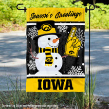 Iowa Hawkeyes Holiday Winter Snowman Greetings Garden Flag