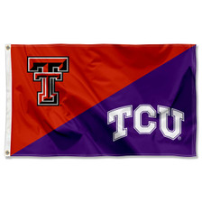 Texas Tech vs Texas Christian House Divided 3x5 Flag