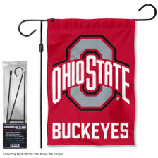 Ohio State Buckeyes Logo Garden Flag and Pole Stand