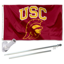 Trojans New Head Logo Flag Pole and Bracket Kit