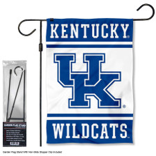 Kentucky UK Wildcats Logo Garden Flag and Pole Stand