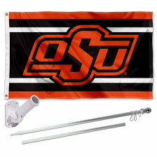 Oklahoma State Cowboys OSU Stripes Flag Pole and Bracket Kit