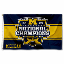 Michigan Team University Wolverines 2023 Football Playoff National Champions Logo Flag