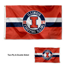 Illinois Fighting Illini Double Sided Embroidered Flag