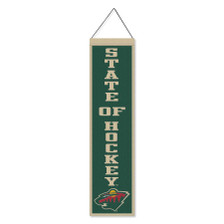 Minnesota Wild State Of Hockey 8x32 Inch Vertical Wool Embroidered Hanging Banner
