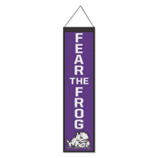 Texas Christian Horned Frogs Fear The Frog 8x32 Inch Vertical Wool Embroidered Hanging Banner