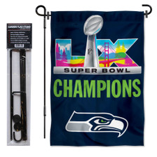 Seattle Seahawks 2026 Super Bowl LX Champions Garden Banner and Flag Stand