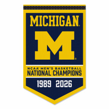 Michigan Team University Wolverines 2 Time College Basketball National Champions Banner Flag