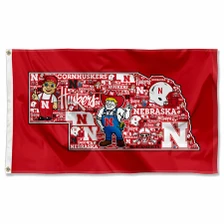 Nebraska Cornhuskers Mosaic Logo Flag