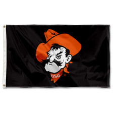 Oklahoma State Cowboys Pistol Pete Logo Black 3x5 Flag