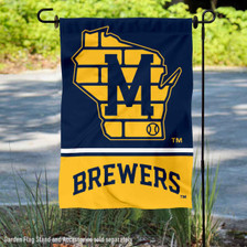 Milwaukee Brewers Retro Plain M Logo Double Sided Garden Flag