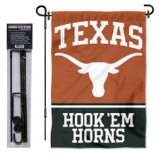 Texas Longhorns Hook 'Em Horns Garden Flag and Flagpole