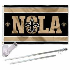 New Orleans Saints NOLA Slogan Flag Pole and Bracket Kit