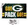Green Bay Packers Go Pack Go Banner Flag with Tack Wall Pads