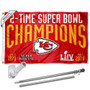 Kansas City Chiefs 2 Time Super Bowl Champions Flag Pole and Bracket Kit