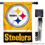 Pittsburgh Steelers Gold Banner Flag and 5 Foot Flag Pole for House