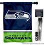 Seattle Seahawks Banner Flag and 5 Foot Flag Pole for House